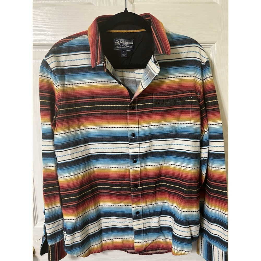 American Rag Men's Frequency Western Striped‎ Shirt Size M